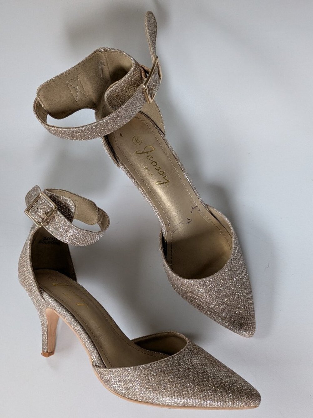 Champagne Glitter Ankle-Strap Heels